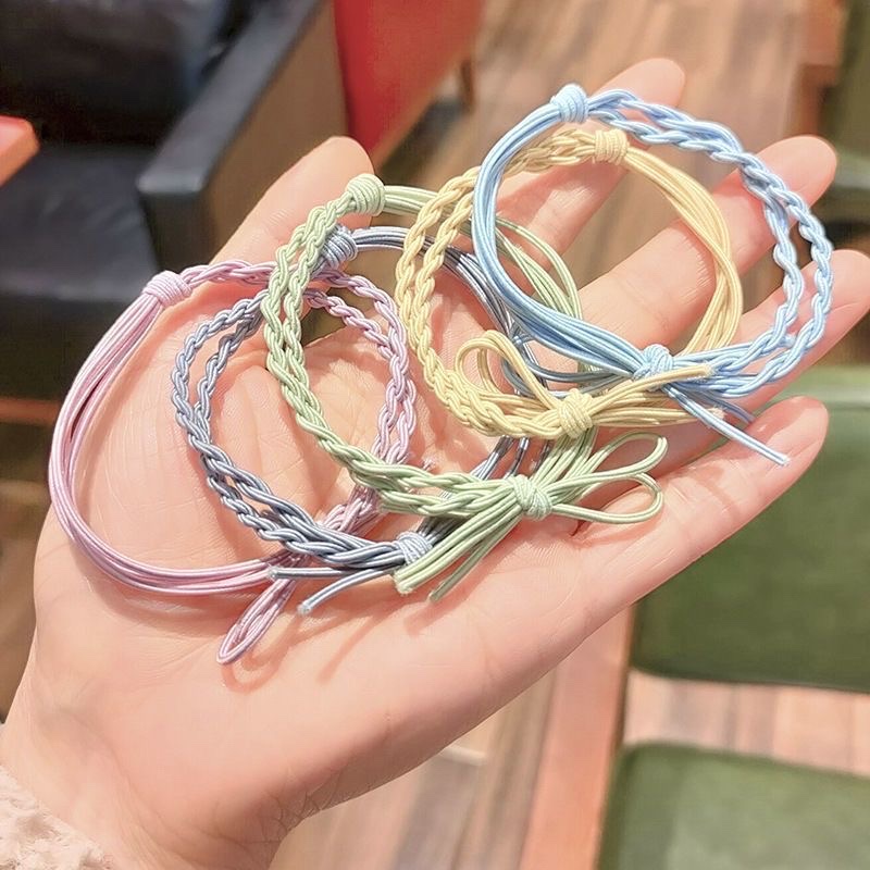 Simple macaron bow hair tie, handcrafted hair band, women's hair tie rubber band, Korean hair band, women's ins rubber band