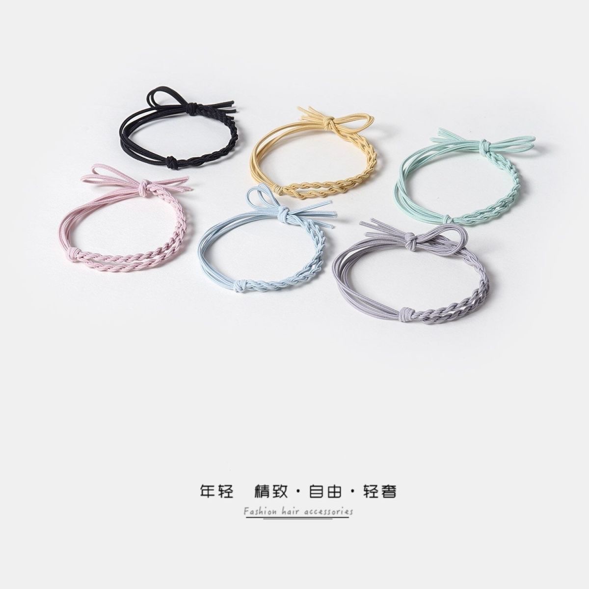 Simple macaron bow hair tie, handcrafted hair band, women's hair tie rubber band, Korean hair band, women's ins rubber band detail image 13