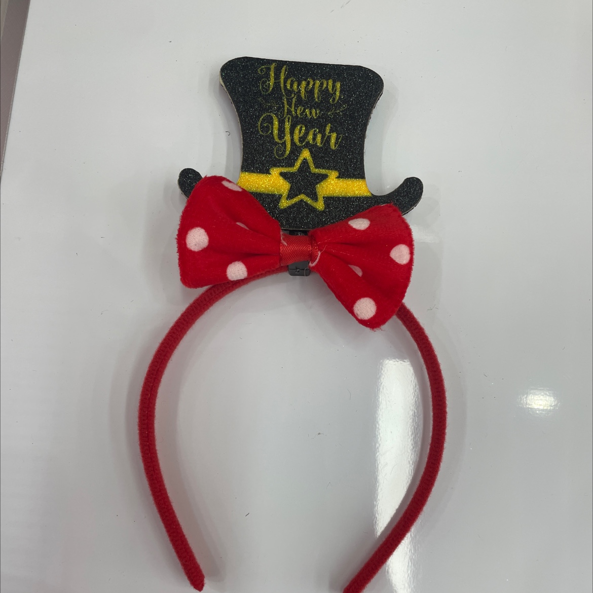 新款帽子新年快乐蝴蝶结发箍发饰，儿童成人元旦跨年舞会装扮头饰