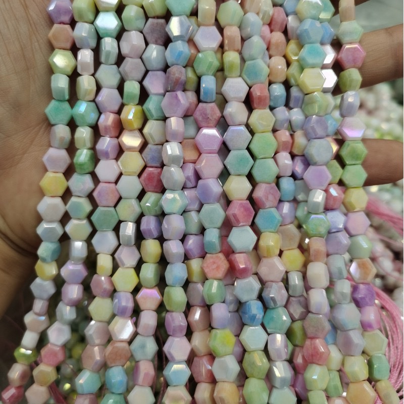 珠子六角串珠米珠木珠手工DIY饰品配件多彩创意材料50粒