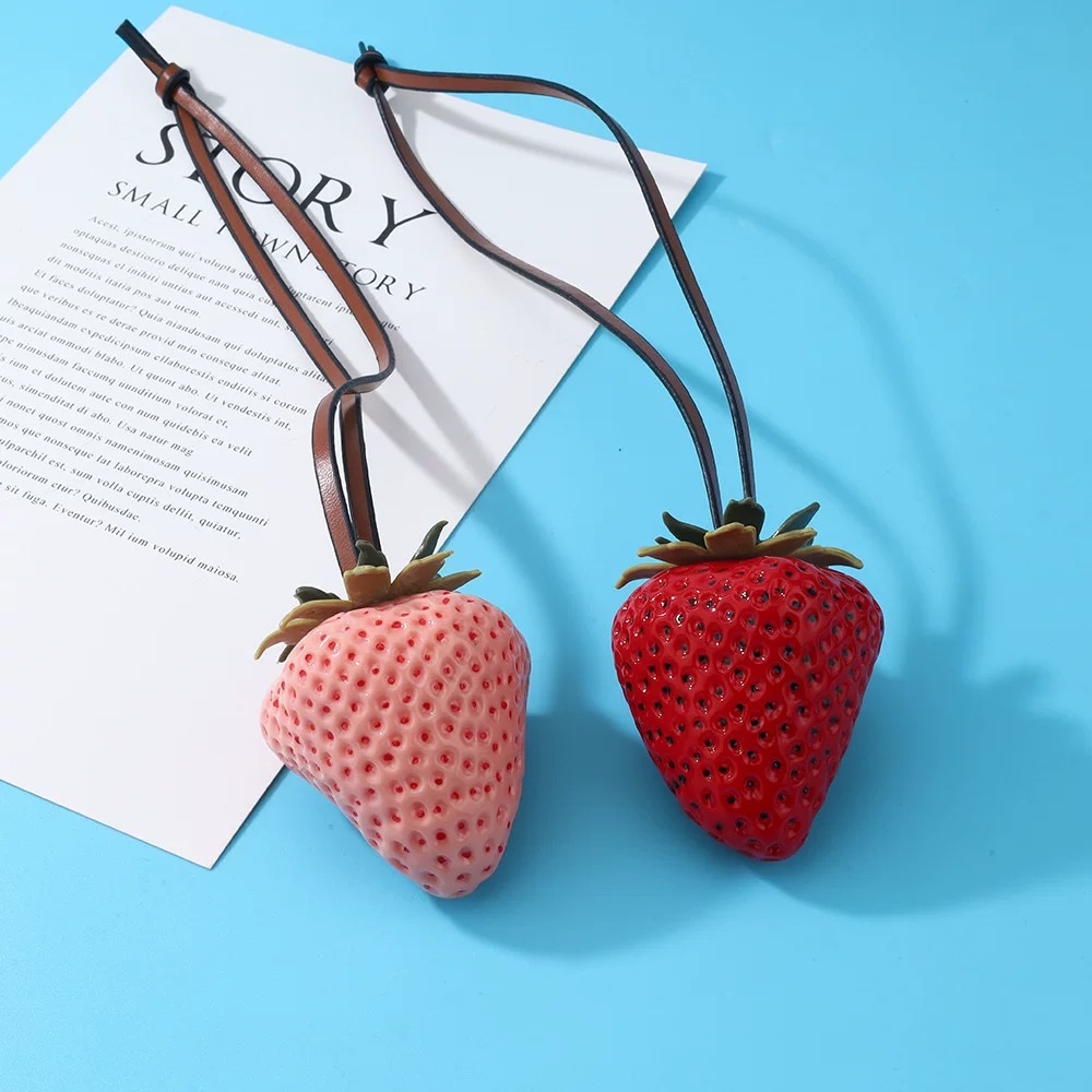 Simulated strawberry bag pendant, keychain pendant, small gift details Picture