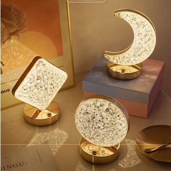 Creative gifts: Star and moon night light, touch three-color charging ambient light, bedroom birthday gift: night light, decorative ambient light, pat light base detail image 3
