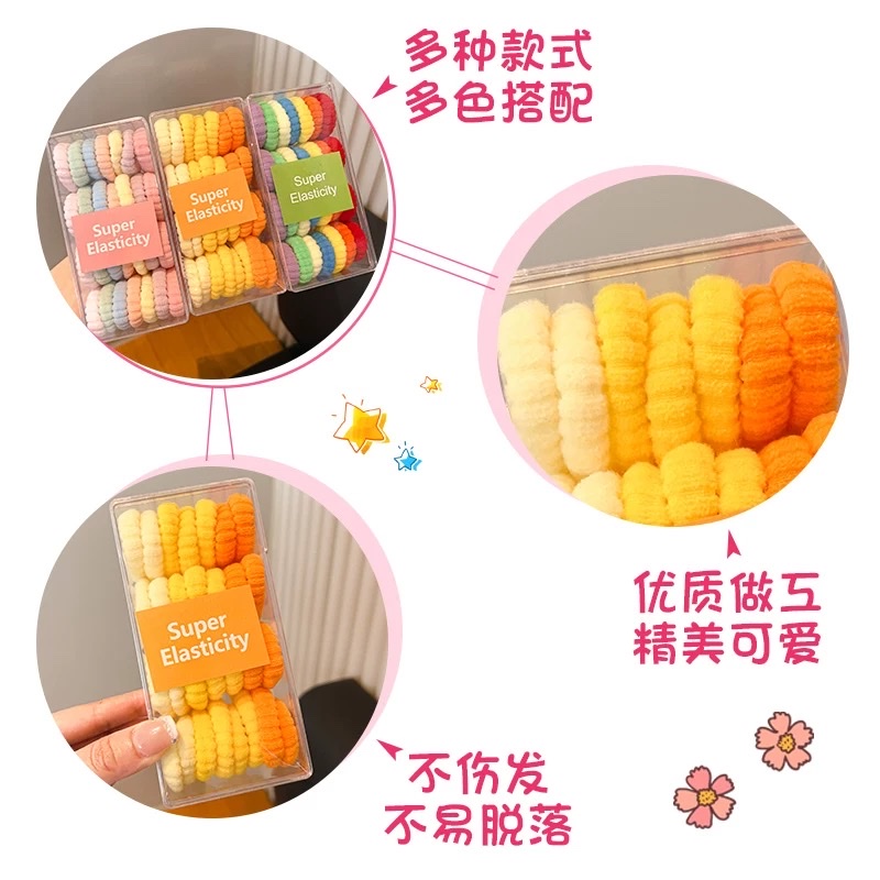 New children's colorful hair bands, high-elasticity baby rubber bands, towel bands, little girls' hair ties, and hair accessories that won't damage girls' hair detail image 1