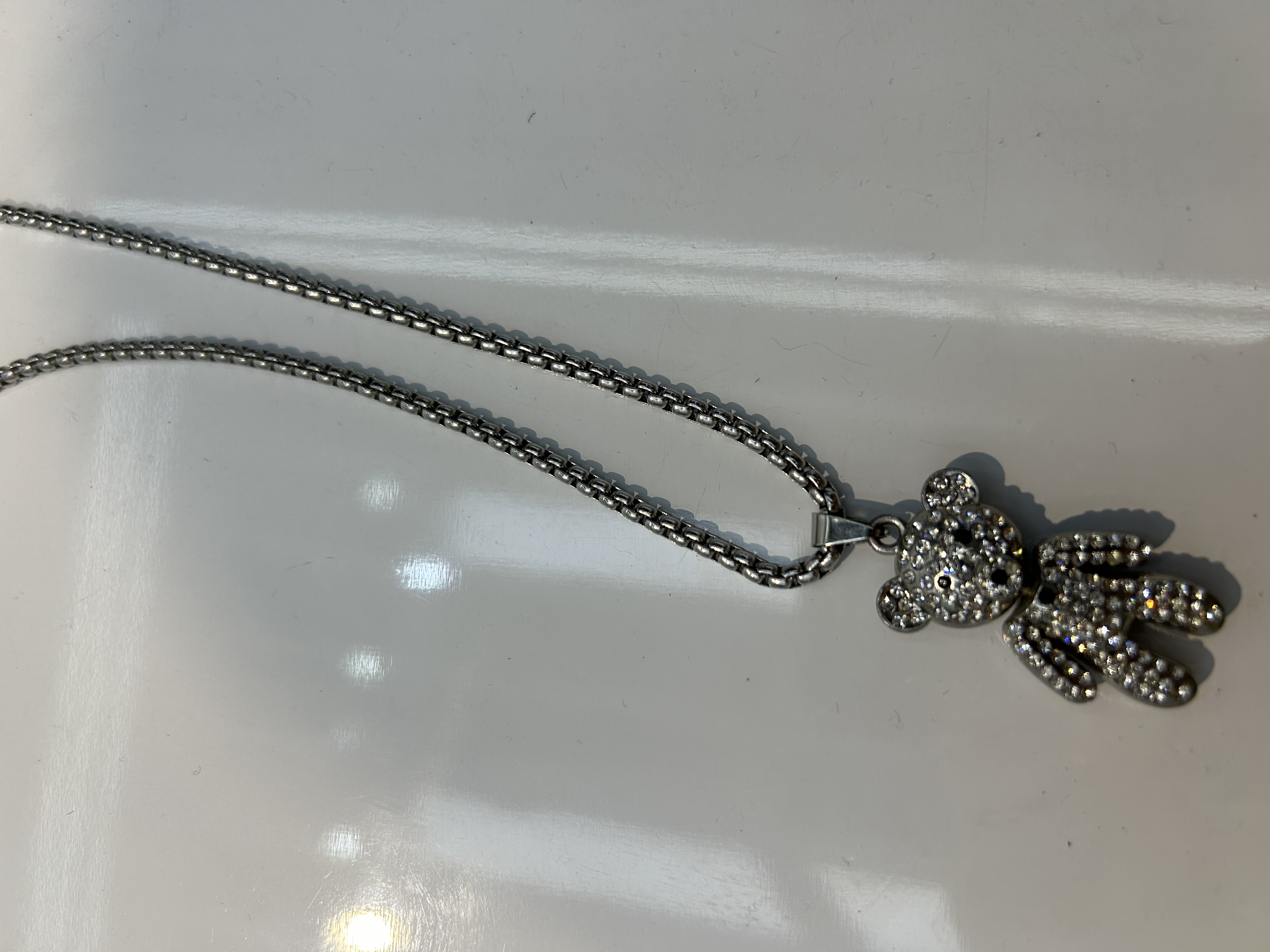 潮酷嘻哈小熊长款项链新款秋冬小众设计卫衣链毛衣链女项链首饰细节图