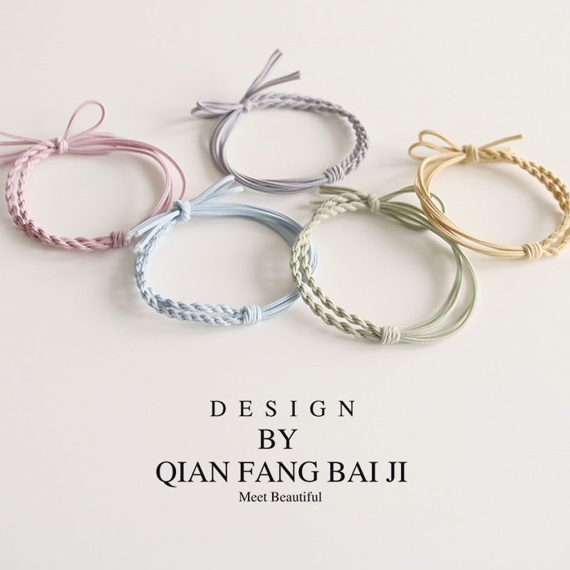 Simple macaron bow hair tie, handcrafted hair band, women's hair tie rubber band, Korean hair band, women's ins rubber band detail image 2