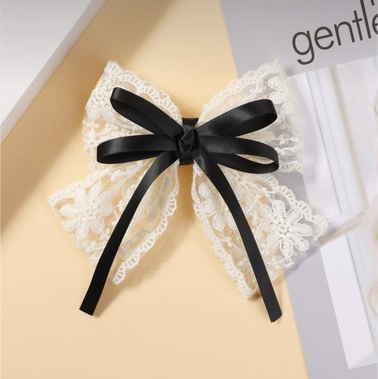 2025年秋冬季新品蕾丝儿童蝴蝶结发夹头扣发绳