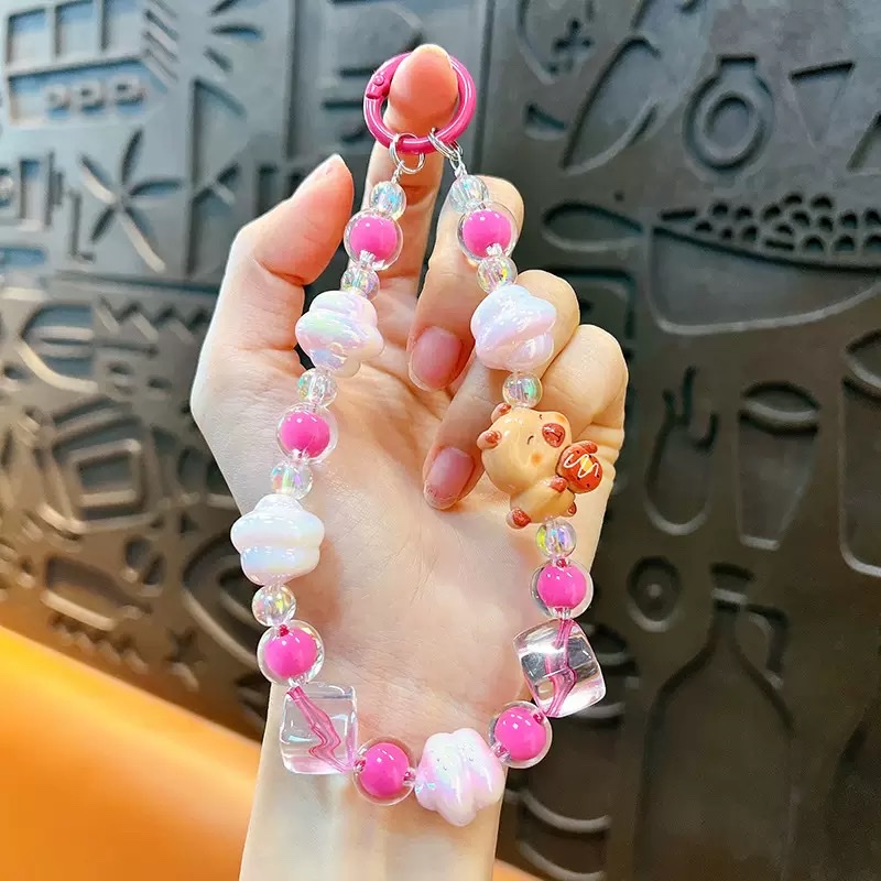 Wholesale of the same luminous kabipala beaded mobile phone chain, keychain, women's bag accessories and small gifts as Douyin live streaming detail image 9