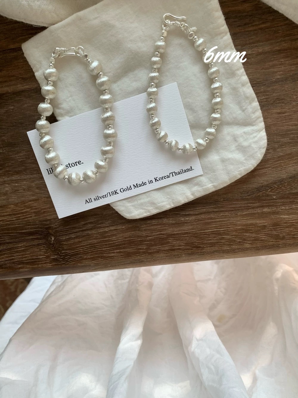 清梦浮光清迈手工拉丝银球手链泰国手链小众高级感叠戴百搭泰国手工原创拉丝圆球手链S925手链设计款送女友