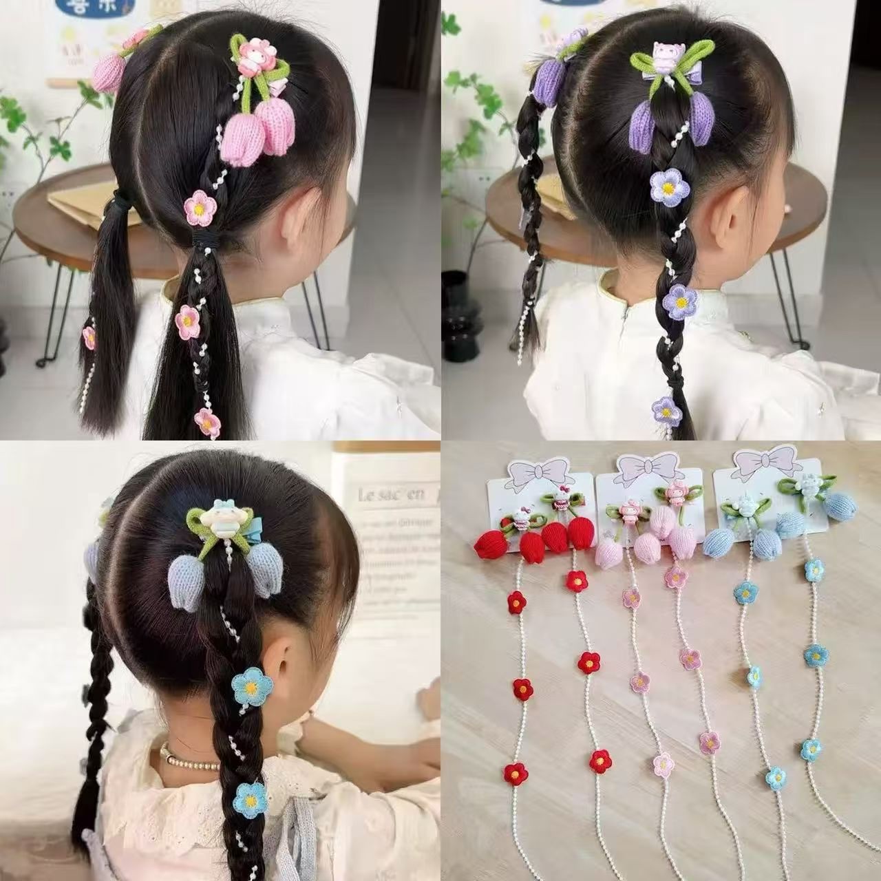 Hanfu wigs, hair accessories, denim hair bands, baby hair bands, hair clips, children's summer cute wigs, pair clips details Picture