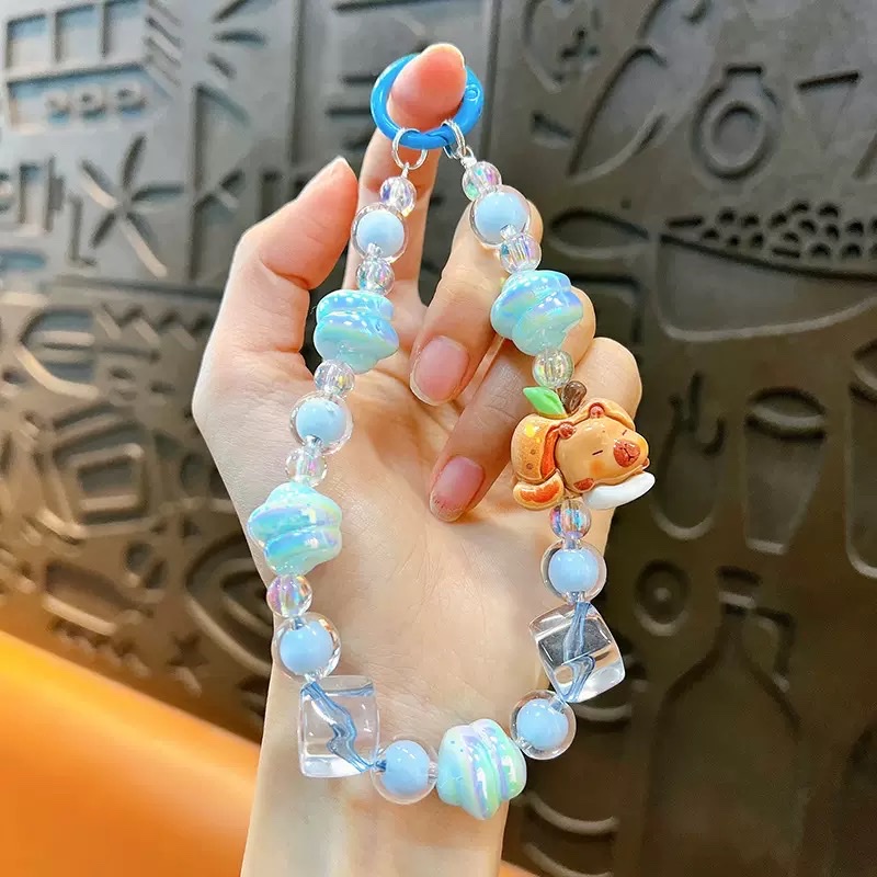 Wholesale of the same luminous kabipala beaded mobile phone chain, keychain, women's bag accessories and small gifts as Douyin live streaming detail image 6