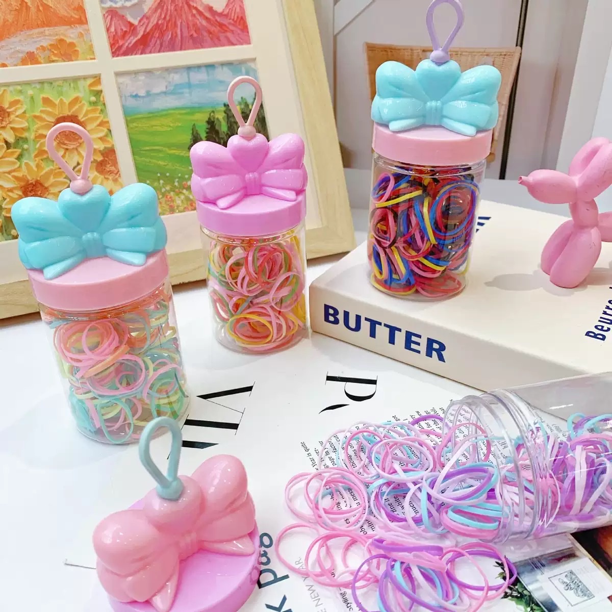 宝宝彩色高弹力一次性橡皮筋2024新款儿童不伤发头绳耐用发绳发圈头绳饰品