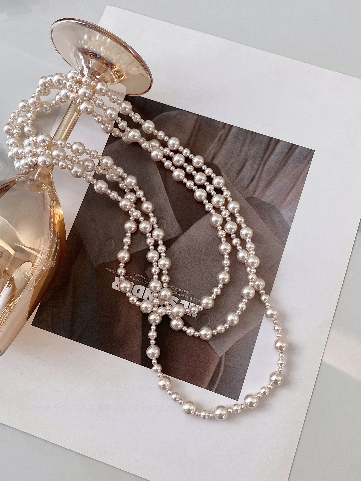 多层叠戴珍珠毛衣链女秋冬季轻奢简约高级感长款项链个性气质配饰详情图2