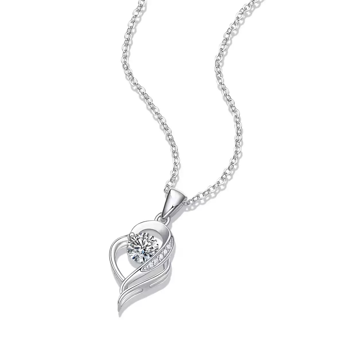 S925 Beating Heart Crown Necklace For Female Korean Students, Simple And Light Luxury Pure Silver Snowflake Pendant Collarbone Chain Specification drawing