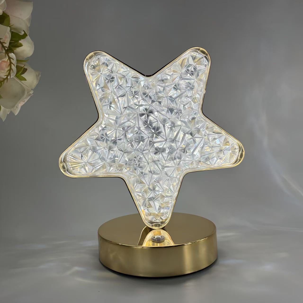 Creative gifts: Star and moon night light, touch three-color charging ambient light, bedroom birthday gift: night light, decorative ambient light, pat light base detail image 7