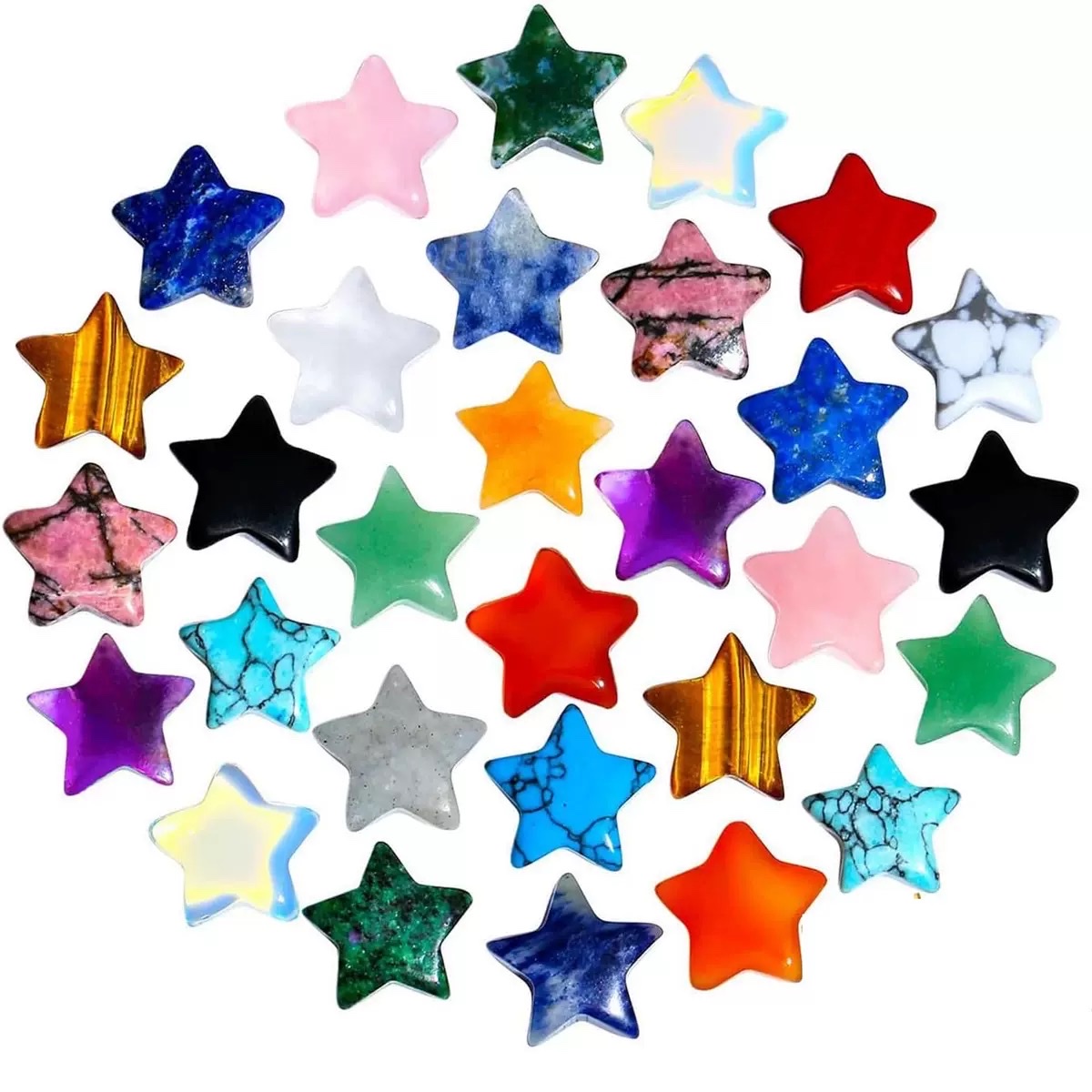 Natural stone five-pointed star pendant jewelry, simple and fashionable stainless steel pendant for men and women details Picture