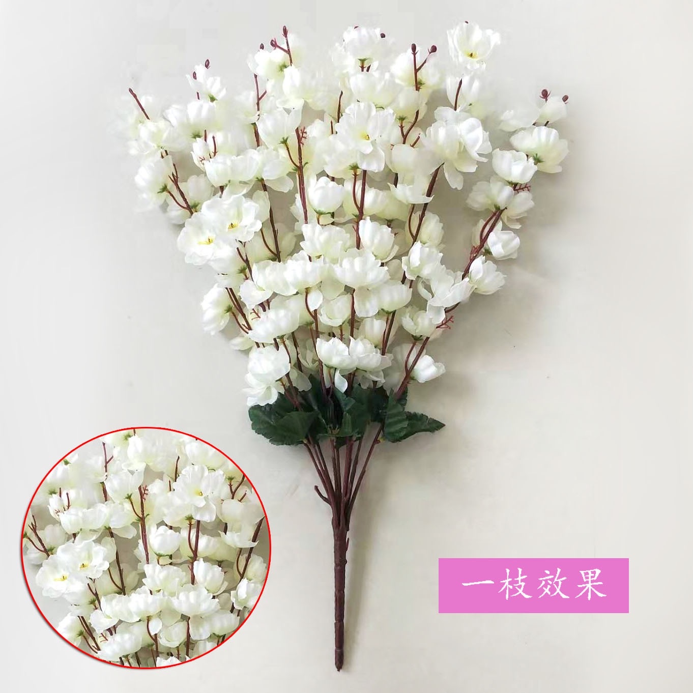 Artificial peach blossom bunches, 7-fork and 9-fork peach blossoms, home decoration trees, outdoor landscaping branches, artificial flowers, silk flowers wholesale, courtyard detail image 4