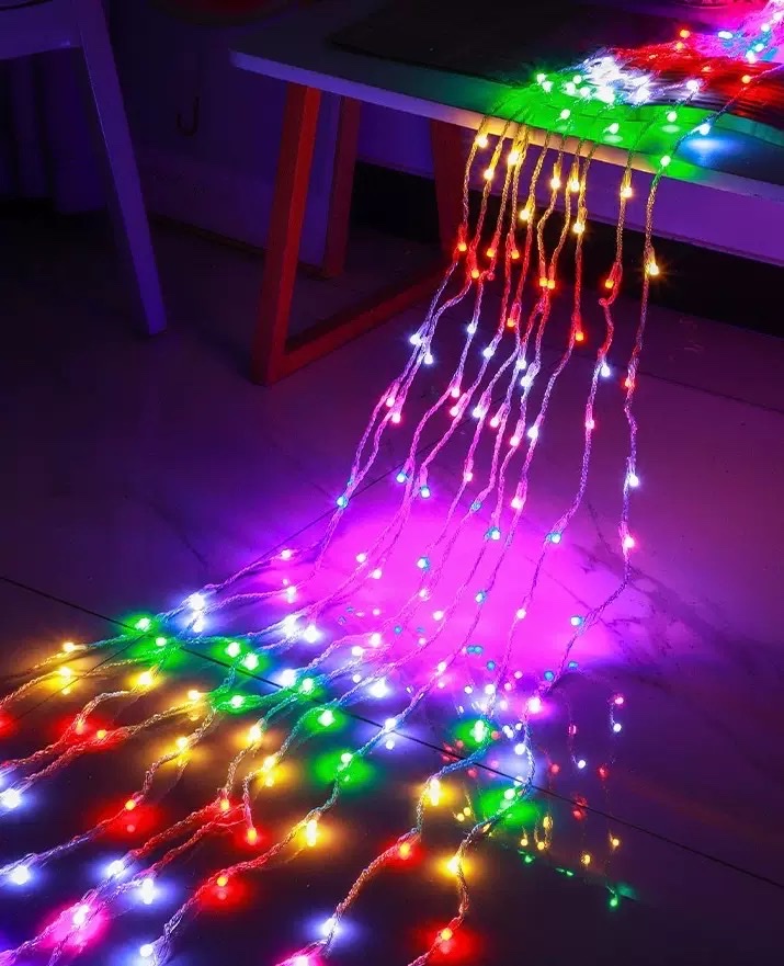 升级款高亮度LED窗帘灯暴款3*2米流水灯婚庆背景装饰阳台布置彩灯 