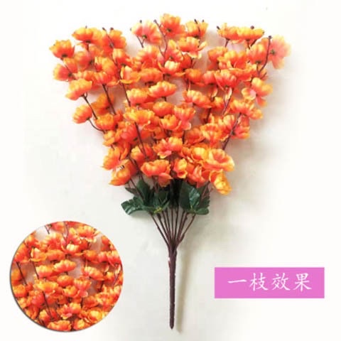 Artificial peach blossom bunches, 7-fork and 9-fork peach blossoms, home decoration trees, outdoor landscaping branches, artificial flowers, silk flowers wholesale, courtyard detail image 5
