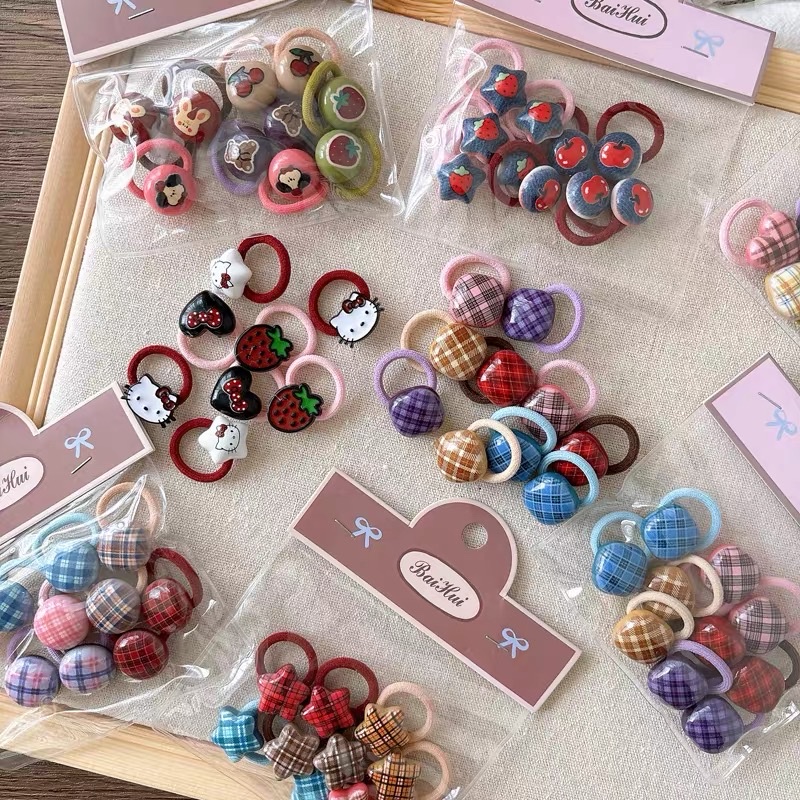 儿童发圈韩版简约彩色皮筋高颜值女童丸子头马尾头绳小女扎头发绳