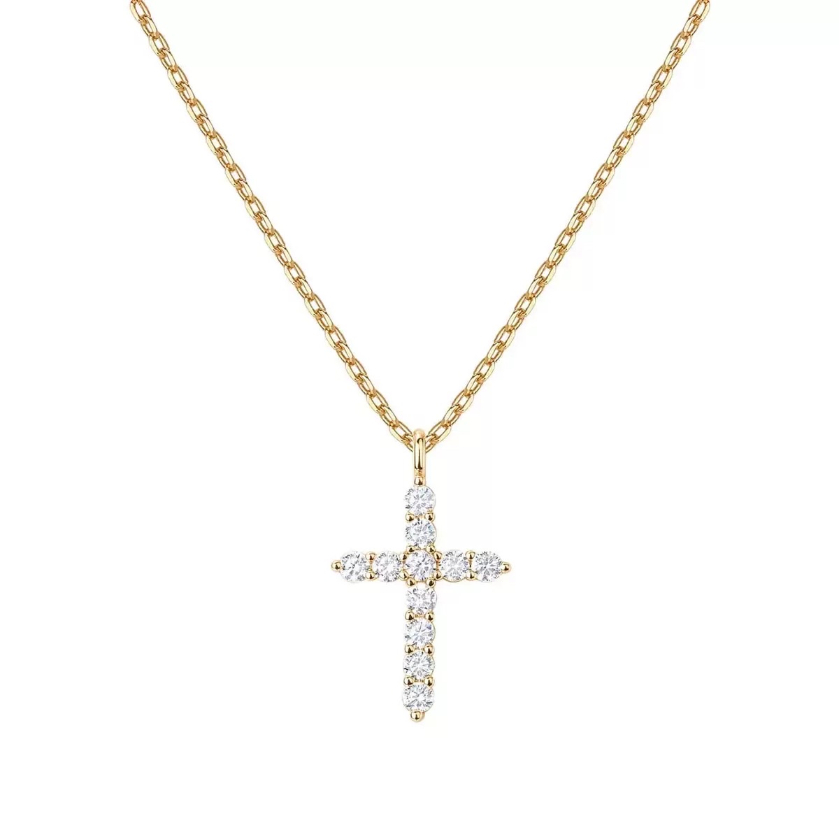 A New 925 Sterling Silver Necklace With A Cross And Full Diamonds, A Women's Collarbone Chain Wrapped In Gold, And A 14K Gold Pendant Are On Sale On Aliexpress