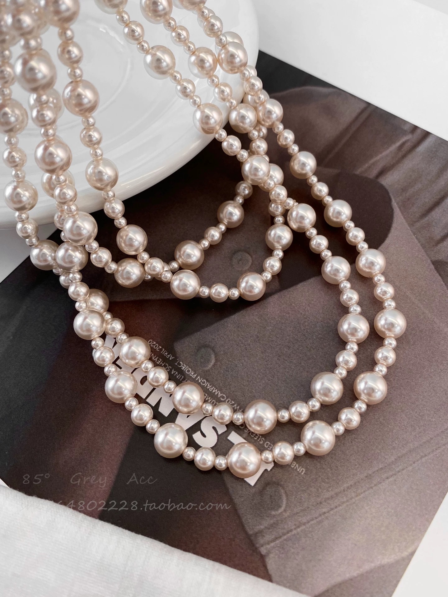 多层叠戴珍珠毛衣链女秋冬季轻奢简约高级感长款项链个性气质配饰白底实物图