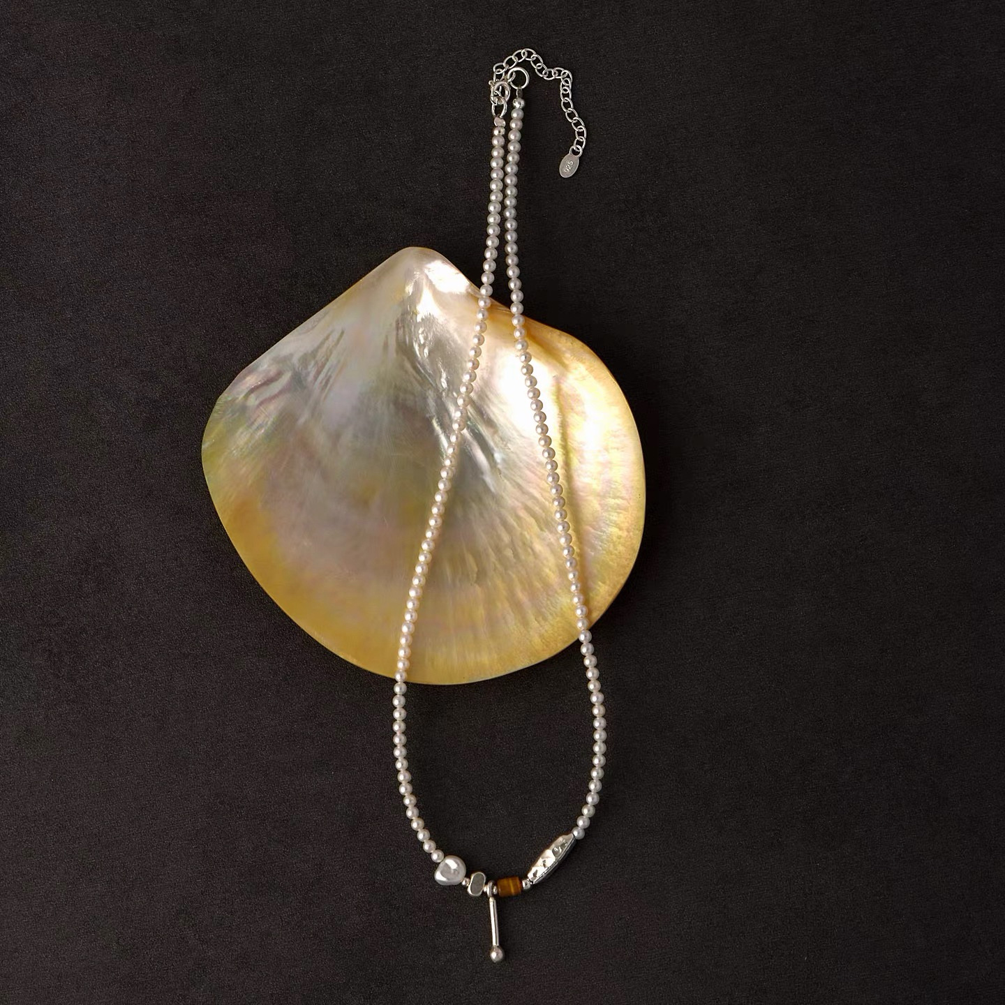 时尚不锈钢珍珠水钻瓜链项链女简约百搭首饰潮流配饰项链项链项链首饰珍珠项链