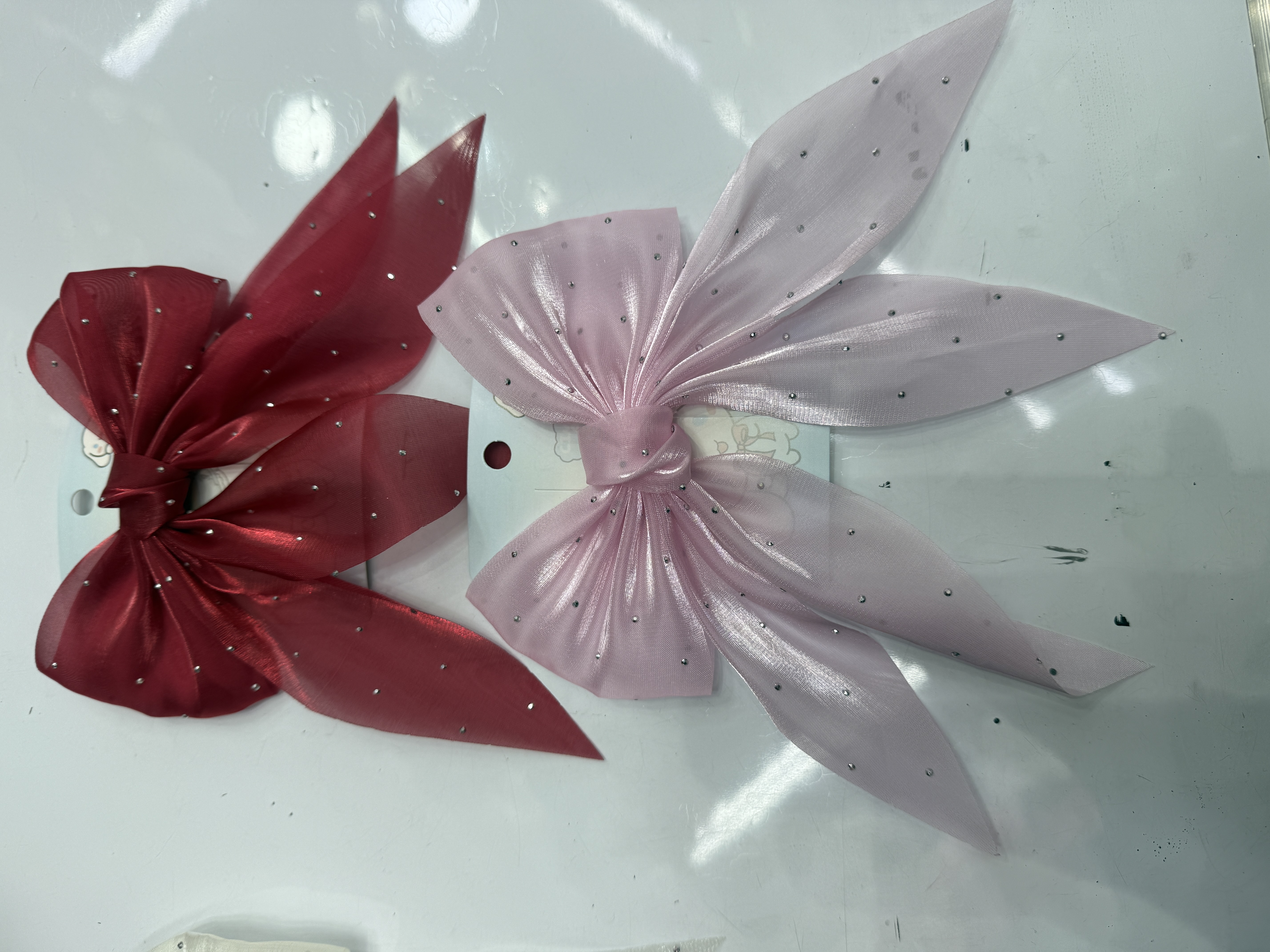 Pure handcrafted bow hair clips, sweet mesh ribbon spring clips, fresh back of the head ponytail top clips, super fairy-like hair clips, children's summer cuteness Specification image