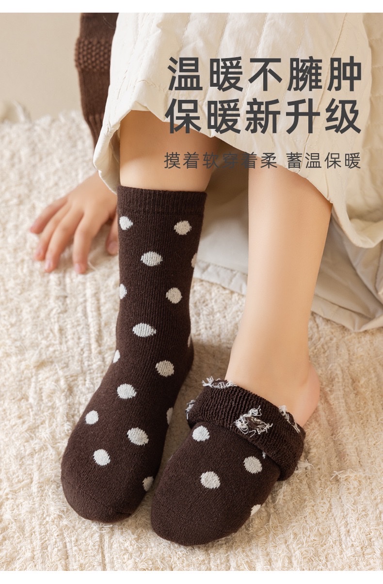 Autumn and winter thickened loop children's socks for girls, mid-calf Zhuji children's socks, warm thick socks, Class a, 6-12 years old detail image 4