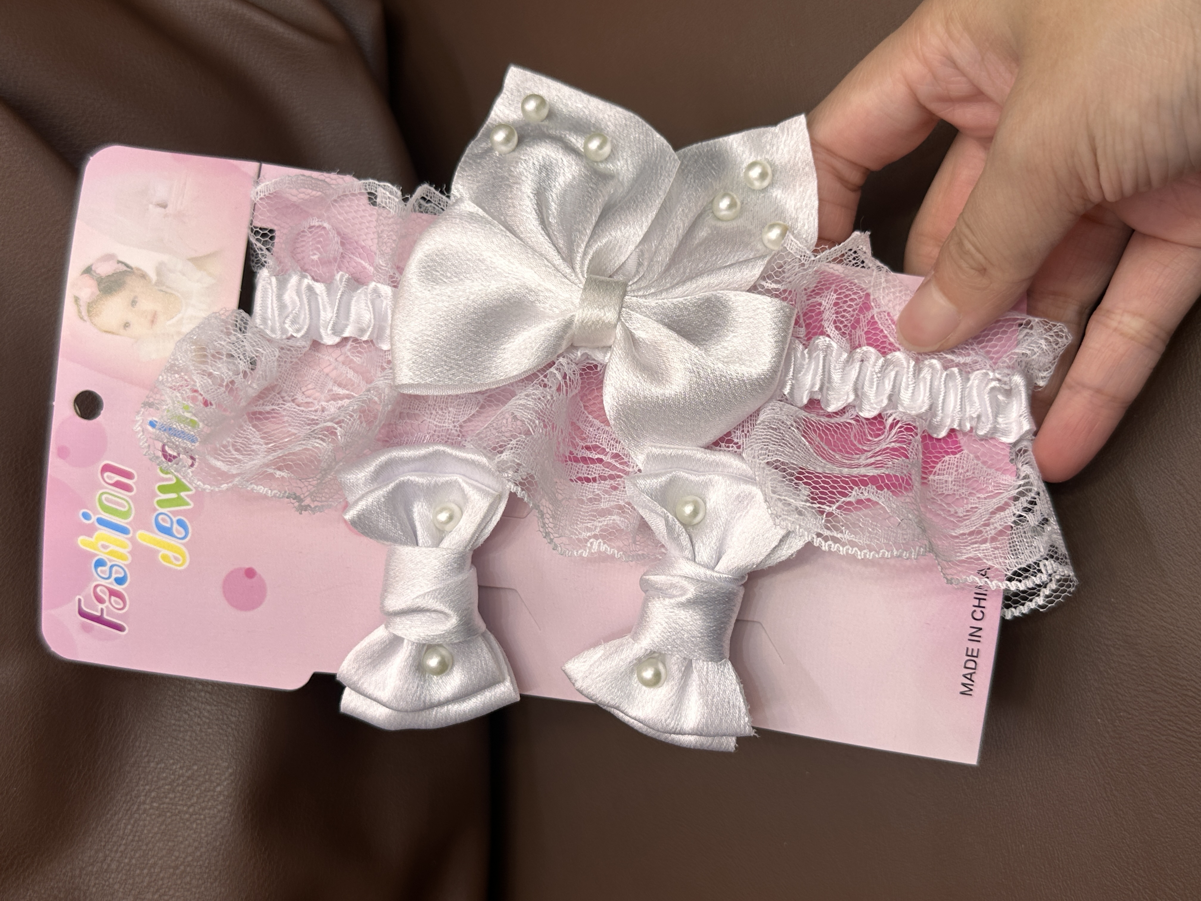 Korean version children's headband, pearl flower lace princess hairband, cute hairpin, newborn baby hairpin detail image 5