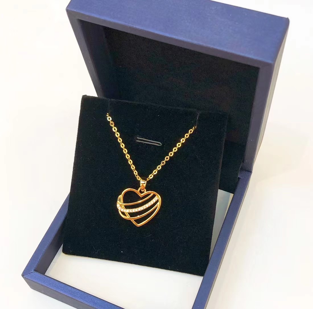 金沐首饰爱心镀金项链仿真金网红时尚链饰潮流吊坠爆款厂家直销