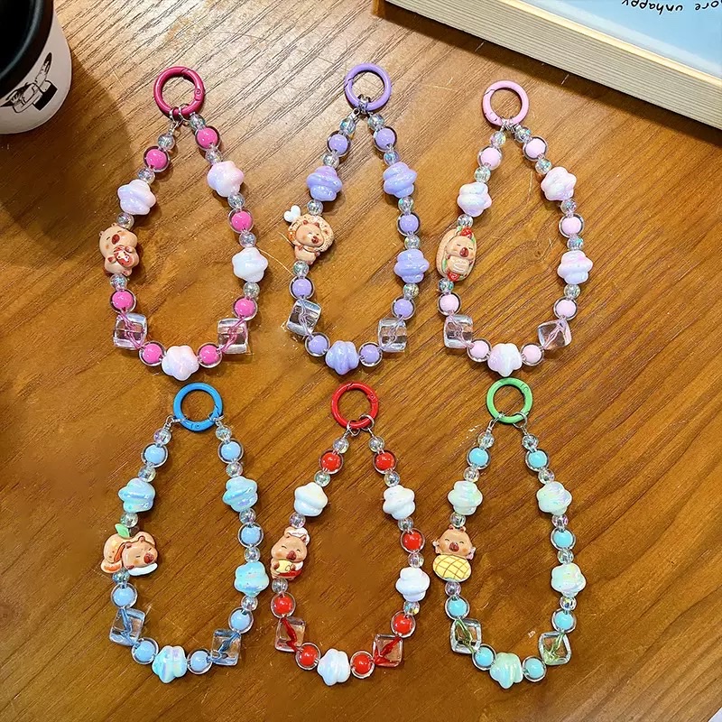 Wholesale of the same luminous kabipala beaded mobile phone chain, keychain, women's bag accessories and small gifts as Douyin live streaming detail image 2