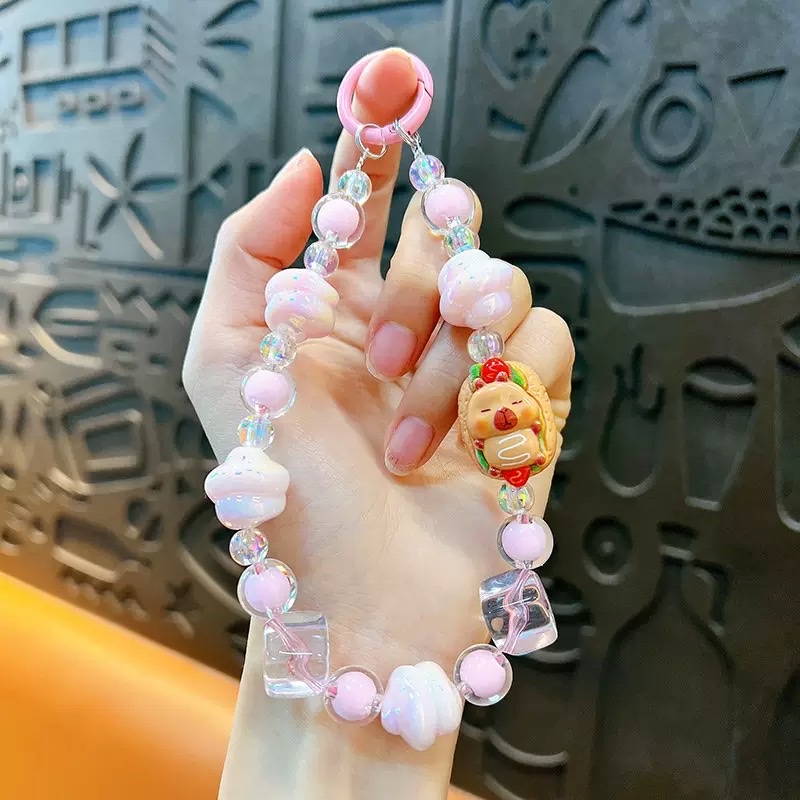 Wholesale of the same luminous kabipala beaded mobile phone chain, keychain, women's bag accessories and small gifts as Douyin live streaming detail image 4