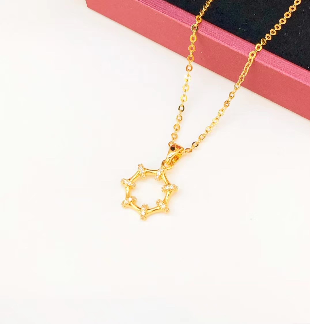 金沐首饰新款镀金项链仿真金网红时尚链饰潮流吊坠爆款厂家直销白底实物图