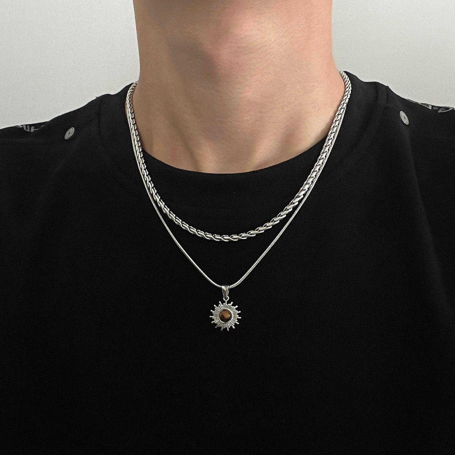 【一心向阳】双层叠戴项链小众设计冷淡风高级感锁骨链男女不掉色