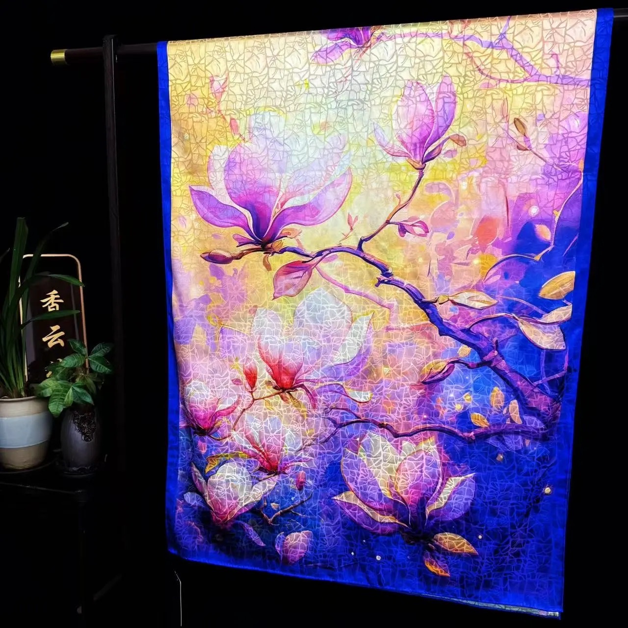 Magnolia flower turtle crack new Chinese-style versatile shawl long scarf 70*180