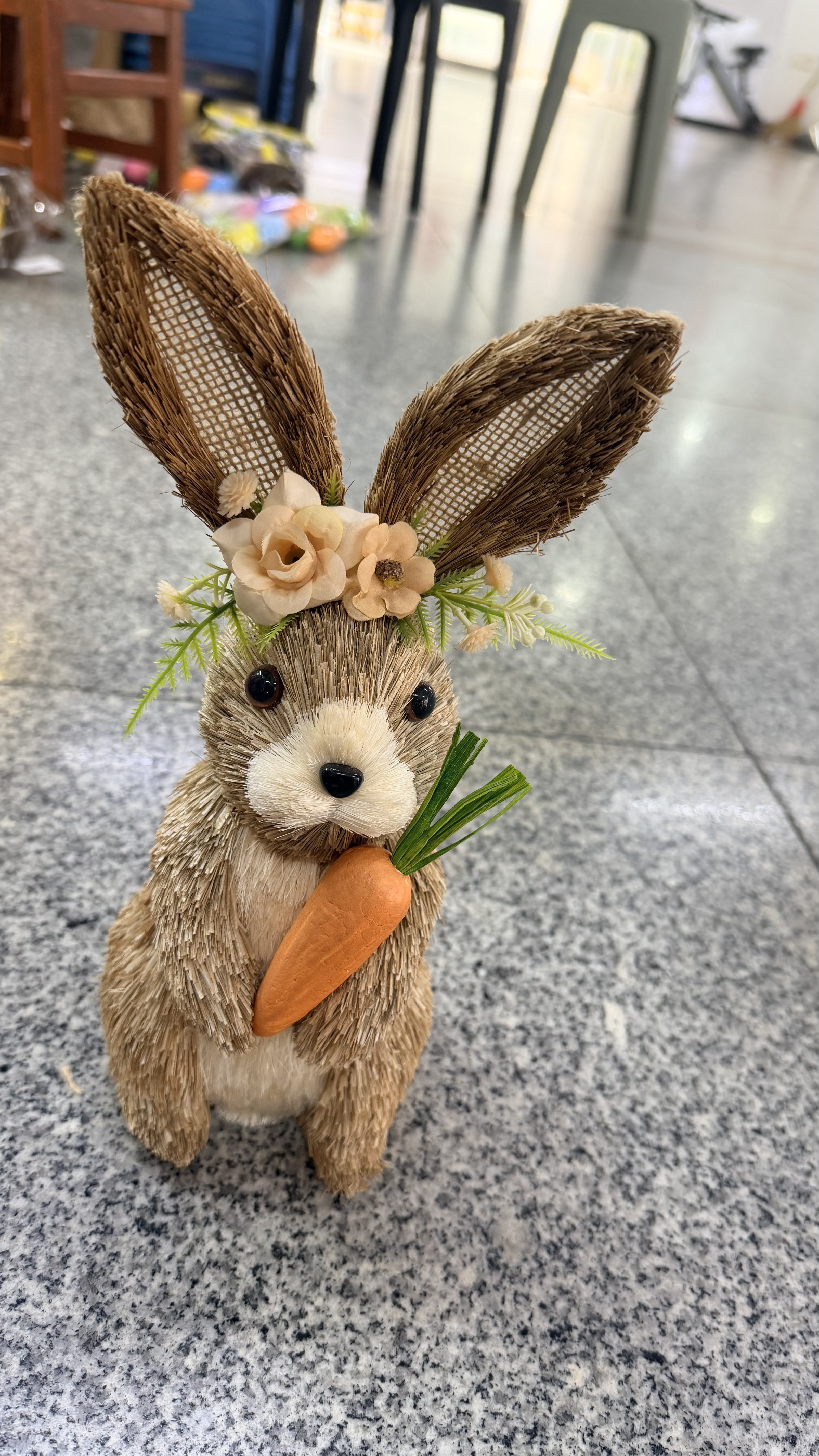 复活节装饰品 兔子 自然材质 推草 背萝卜 泡沫型体