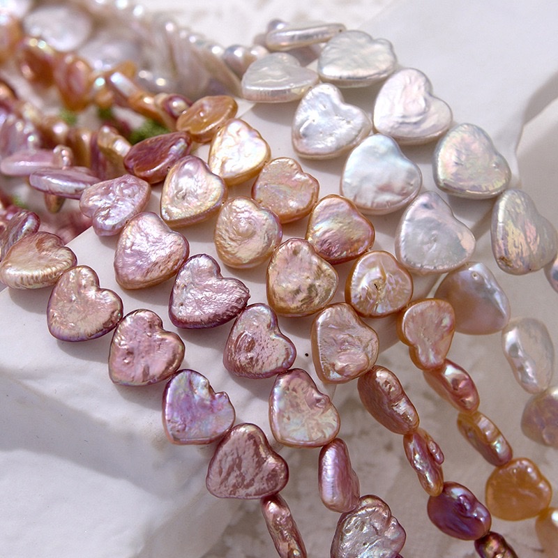 Premium heart-shaped center hole natural freshwater pearl, strong light heart-shaped side hole, high-quality peach heart Specification image