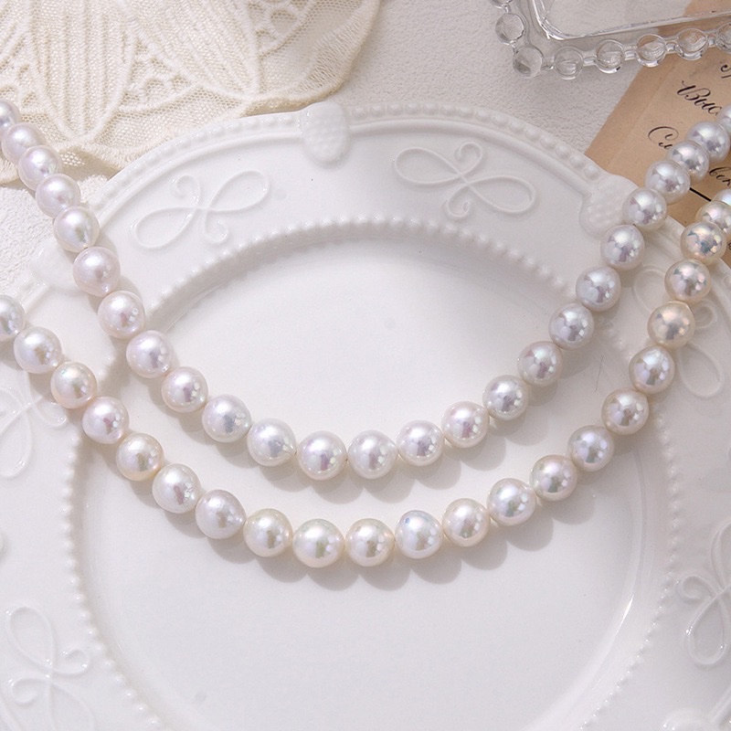 精品短水滴近圆爱迪生天然淡水珍珠高品质光滑圆珠图