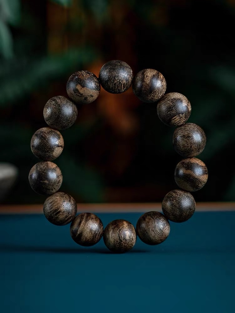 天然野文莱黑奇楠沉香手串沉水级女男士款真棋楠佛珠高端文玩手链