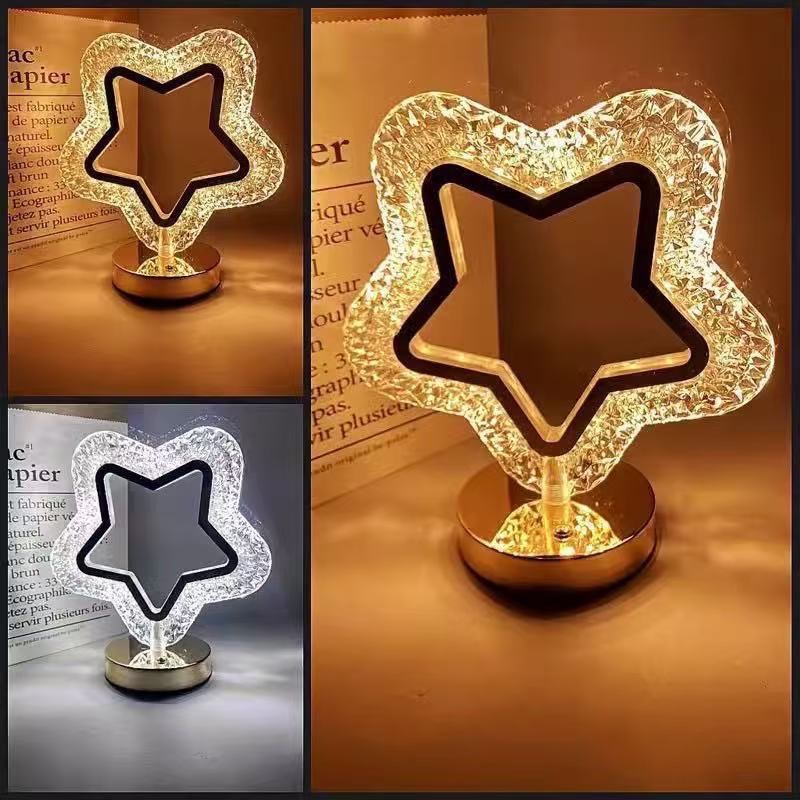 Creative gifts: Star and moon night light, touch three-color charging ambient light, bedroom birthday gift: night light, decorative ambient light, pat light base detail image 8