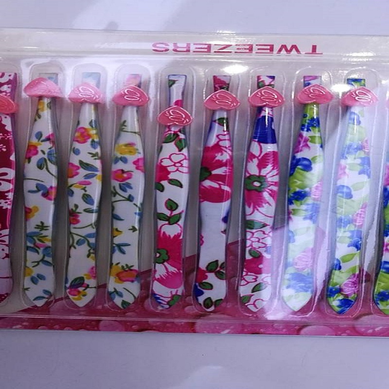 斜口电镀彩色眉夹拔眉毛镊子多功能美妆工具