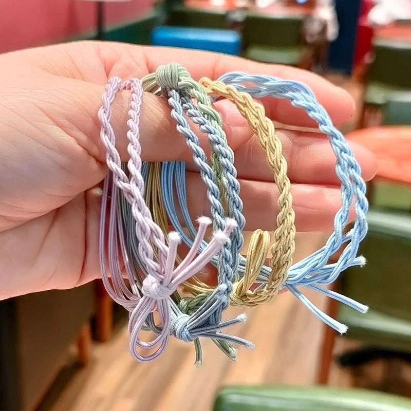 Simple macaron bow hair tie, handcrafted hair band, women's hair tie rubber band, Korean hair band, women's ins rubber band details Picture