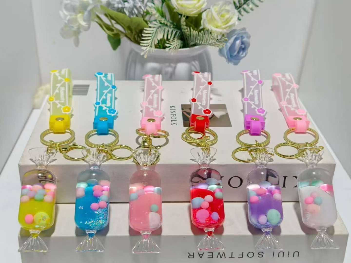 水晶钥匙扣挂件儿童书包挂饰女童可爱精致女孩小饰品挂链挂坠吊坠