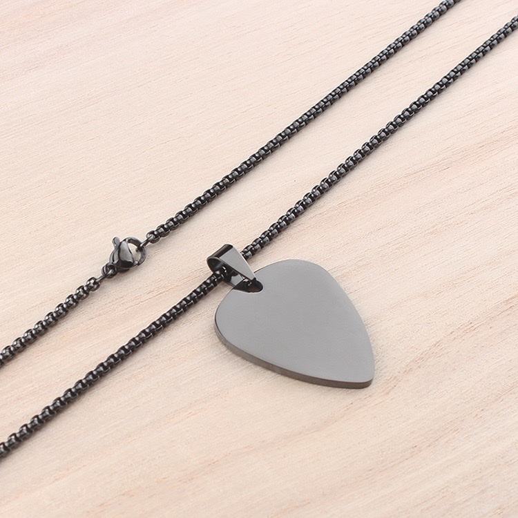 跨境男士爱心吉他音乐拨片项链不锈钢光面吊坠毛衣链女可刻字 详情图19