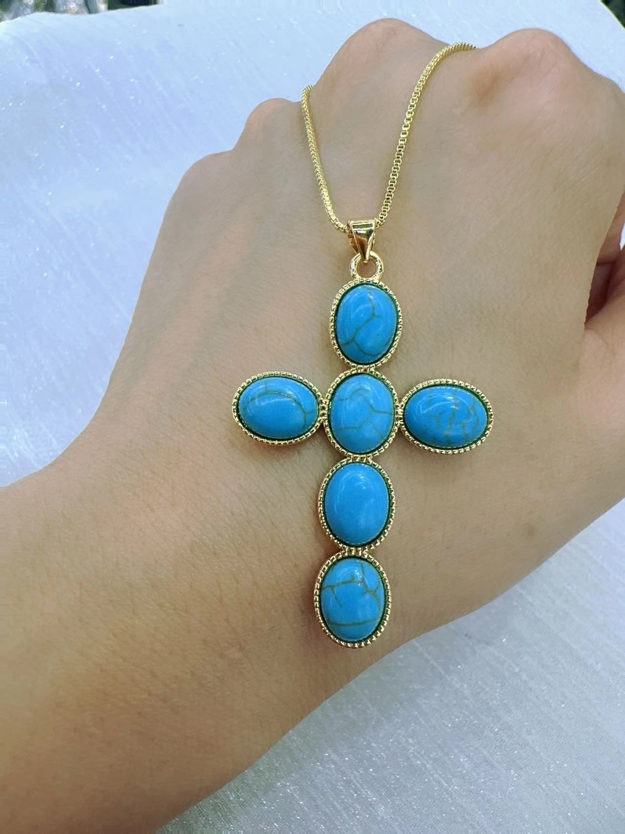 New fashionable turquoise cross pendant. Elliptic 🆚 rhombus.