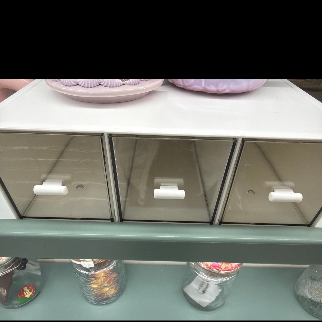桌面收纳盒三格白色