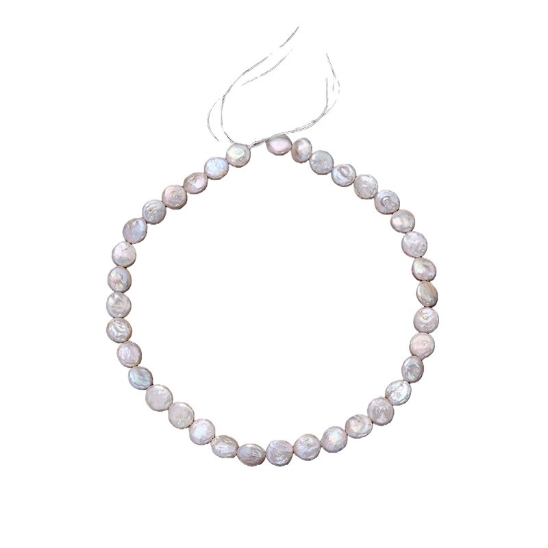 Defective 11mm button pearl, natural freshwater pearl with nucleus, irregular shape, flat and round, slightly flawed jewelry Item Picture