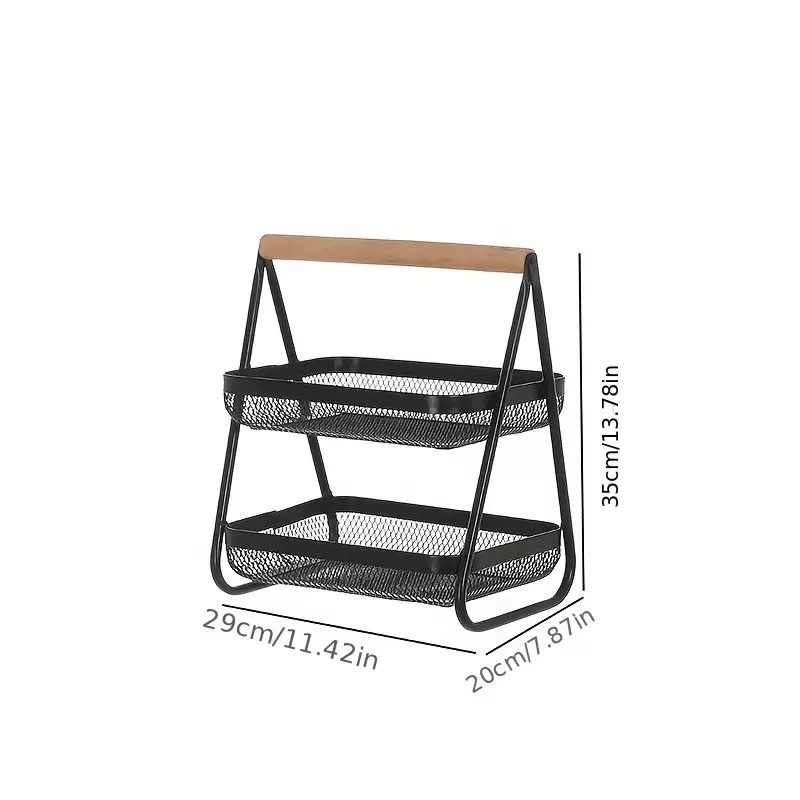 Double-layer draining fruit baskets, kitchen fruit and vegetable baskets, wrought iron baskets Item Picture