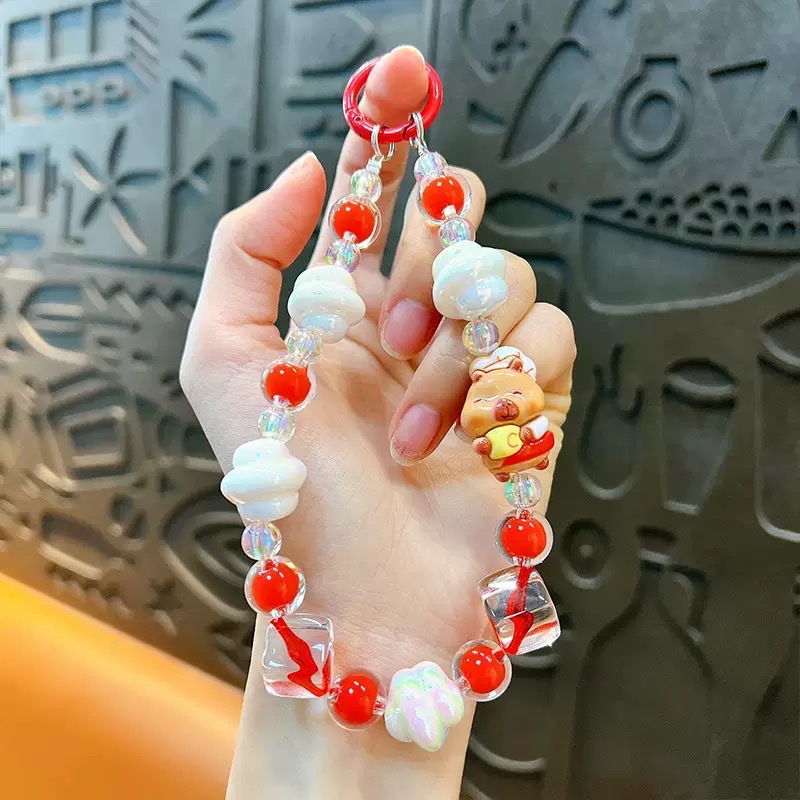 Wholesale of the same luminous kabipala beaded mobile phone chain, keychain, women's bag accessories and small gifts as Douyin live streaming detail image 8