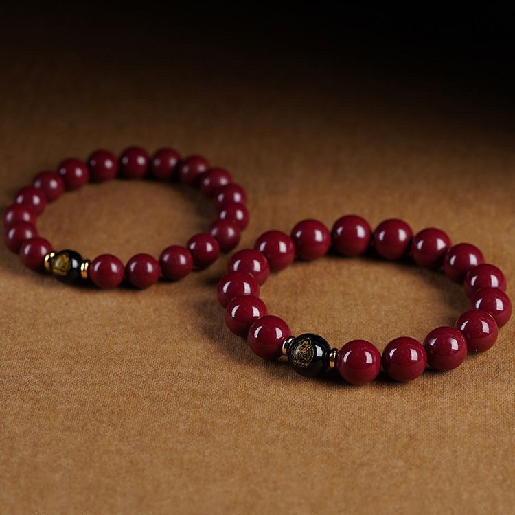 High-content cinnabar zodiac Buddha bracelet for men and women, zodiac year purple gold sand bracelet for couples, ethnic style bracelet detail image 10